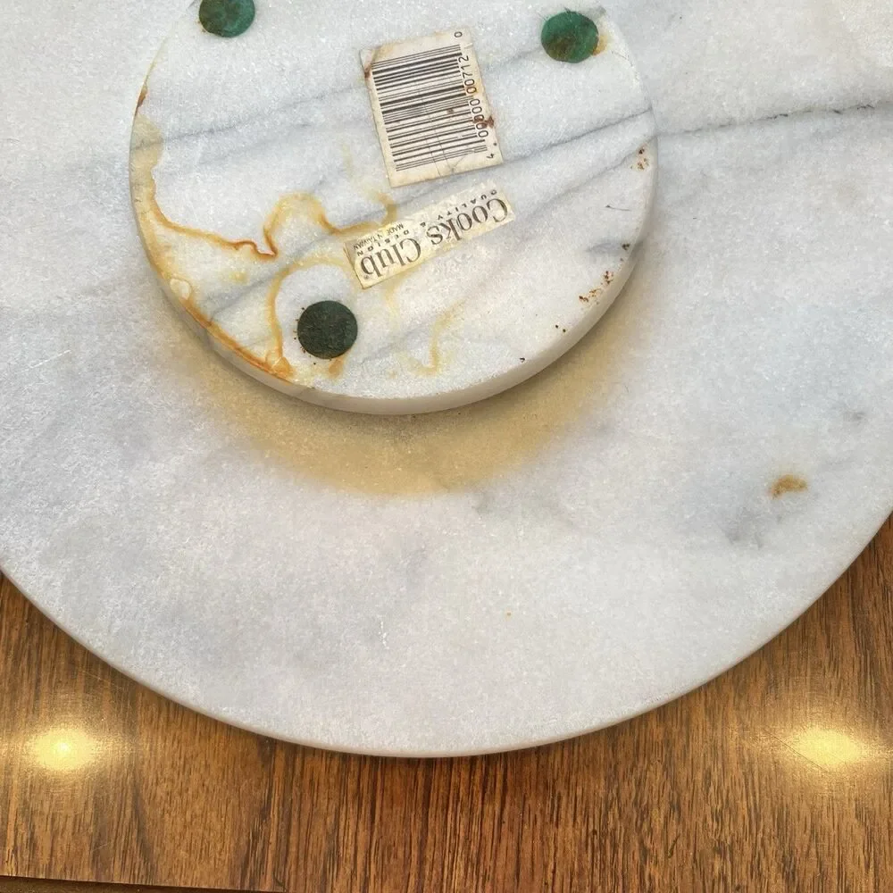 Gray White Marble Tabletop Felt Base Lazy Susan 12